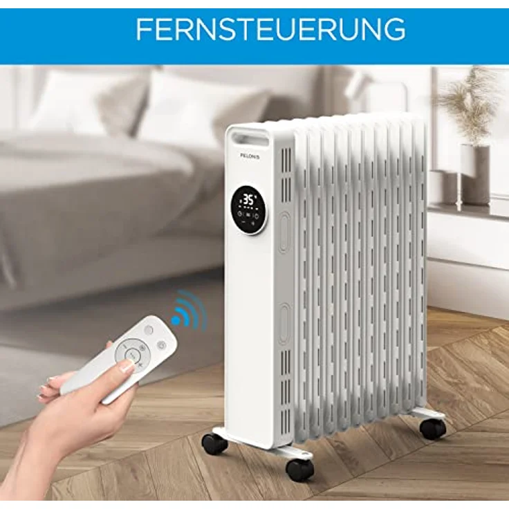 Midea Ölradiator 2300W, Heizlüfter Energiesparend Leise,Elektroheizung mit 11 Rippen, Thermostat,24h Timer,3 Heizstufen mit Fernbedienung,LED Display, Kipp- und Überhitzungsschutz,ECO-Modus – Bild 4