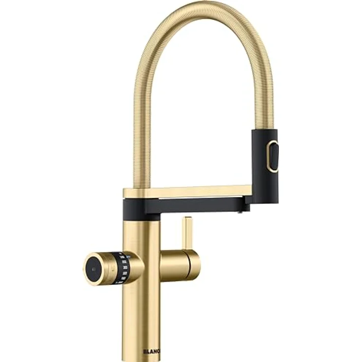 BLANCO drink,soda EVOL-S Pro satin gold, Multifunktionales Soda-Wassersystem, Gekühltes Wasser in still, medium und sprudel, Inklusiv App, Wassersprudler, Click und Touch Mengeneinstellung, BWT Filter – Bild 1