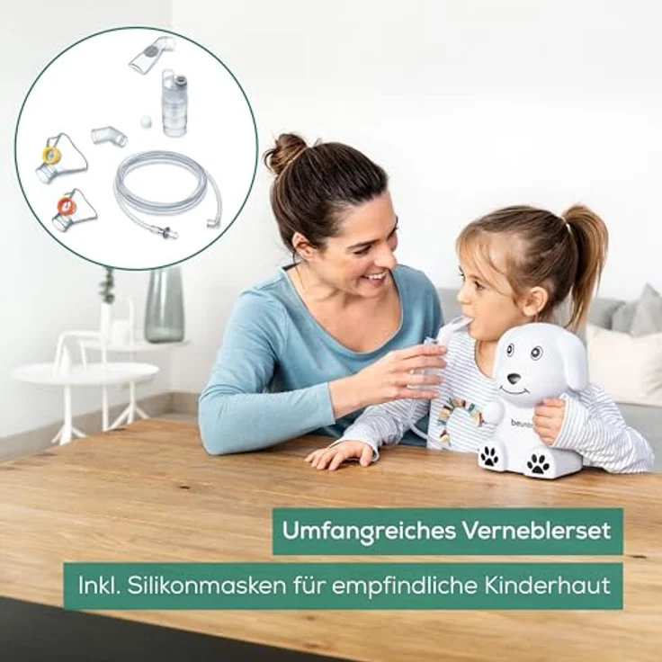 Beurer IH 24 Kids Inhalator mit kinderfreundlichem Design zur Verneblung von flüssigen Medikamenten, ab 6 Monate, hohe Verneblungsleistung und kurze Inhalationszeit, Silikonmaske für empfindliche Haut – Bild 5
