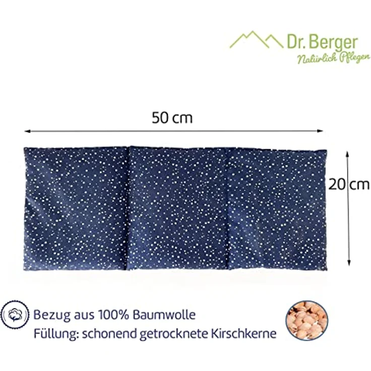 Dr. Berger – Kirschkernkissen Set für Verspannungen und Schmerzen in Schultern, Rücken und Nacken – 50x20 & 30x20 cm Wärmekissen zur Entspannung – geeignet für Mikrowelle und Backofen (Blau) – Bild 5