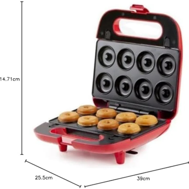 Domo DO9242W 5in1 Sandwich-Toaster, für Waffeln, Donuts, Sandwich, Burger, 750 Watt, Cool-Touch-Gehäuse, Antihaftbeschichtung, rot – Bild 4