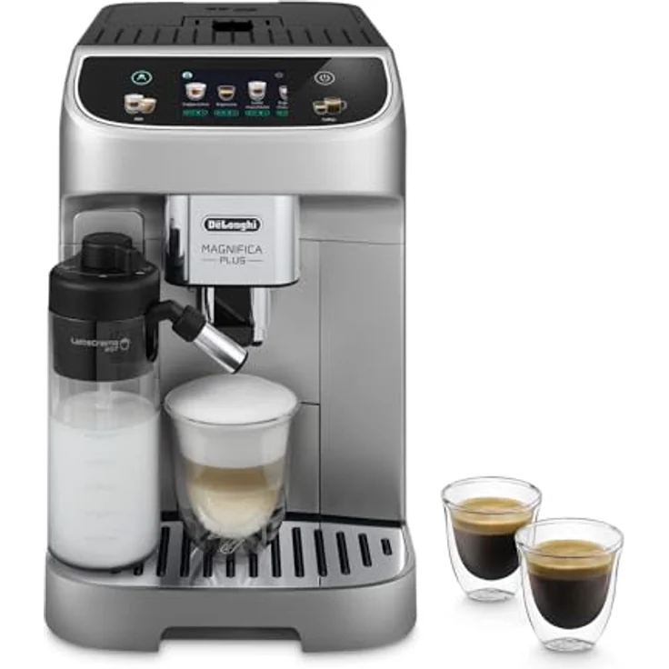 De'Longhi Magnifica Plus ECAM322.70.SB Kaffeevollautomat mit LatteCrema-Milchsystem für Automatischen Cappuccino, 1450W, Silber/Schwarz – Bild 1