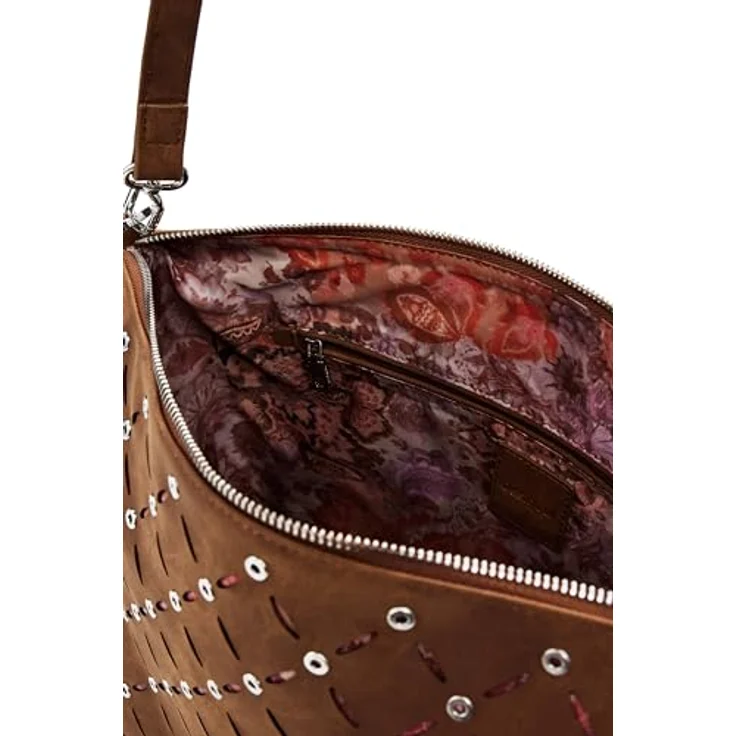 Desigual Yankee Leiria, Damen Handtasche aus hochwertigem Kunstleder, braun, mit geräumiger Innenaufteilung und originellem Design – Bild 4