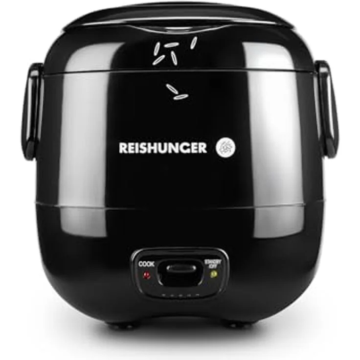 Reishunger Mini Reiskocher, schwarz | 0,3 L - 1-2 Portionen | Hochwertige Keramikbeschichtung - Premium Topf | Handliche Größe für kleine Haushalte und unterwegs