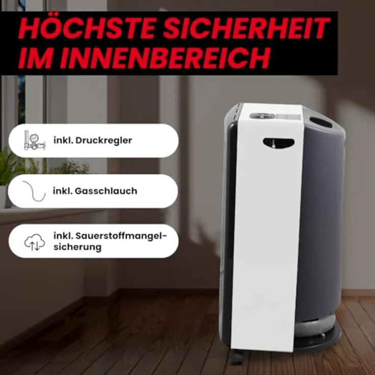ROWI Gasheizofen Blue Flame 4200 W mit Sauerstoffmangelsicherung, mobiler Heizstrahler mit zwei Heizstufen – Bild 4