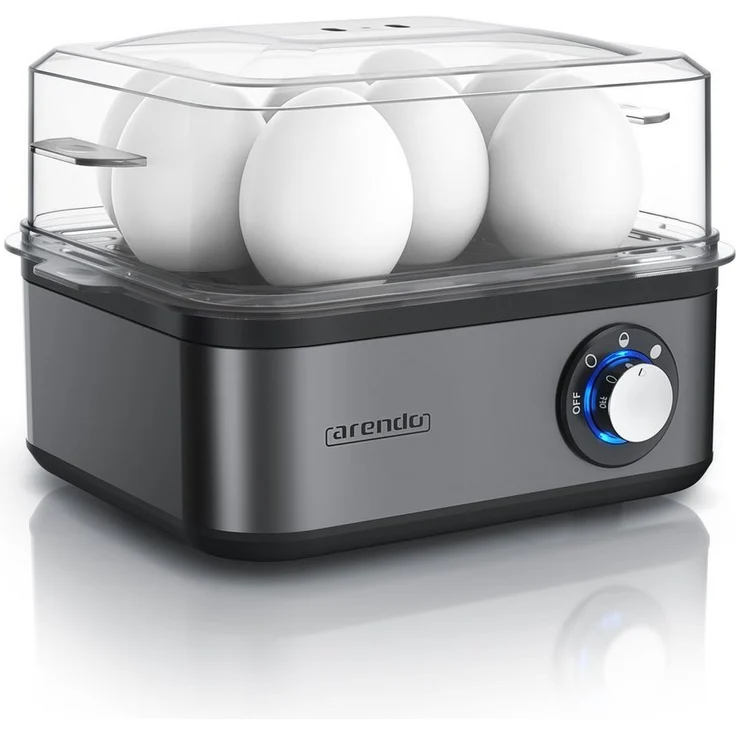 Arendo Eierkocher Eightcook, 500 W, 8-fach, Edelstahl, Warmhaltefunktion, Härtegrad einstellbar - für 8 Eier