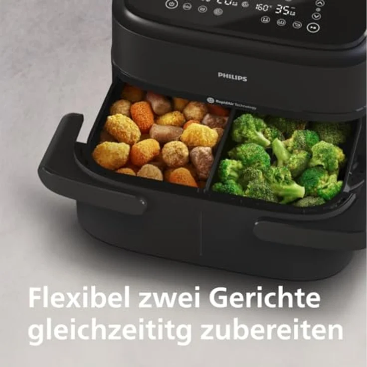 Philips Airfryer 1000 Series NA154/00, Heißluftfritteuse mit 7,1 L, RapidAir-Technologie, 10 Kochfunktionen, 90% weniger Fett, kompaktes Design, HomeID-Rezept-App – Bild 4