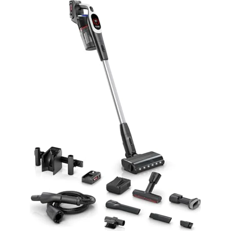 Bosch Akku-Staubsauger Unlimited 9 BTS942WQC, kabellos mit MicroClean Technology, HEPA-Filter, LED-Display, 10 J. Motorgarantie, 2x 4Ah Akku, weiß – Bild 1