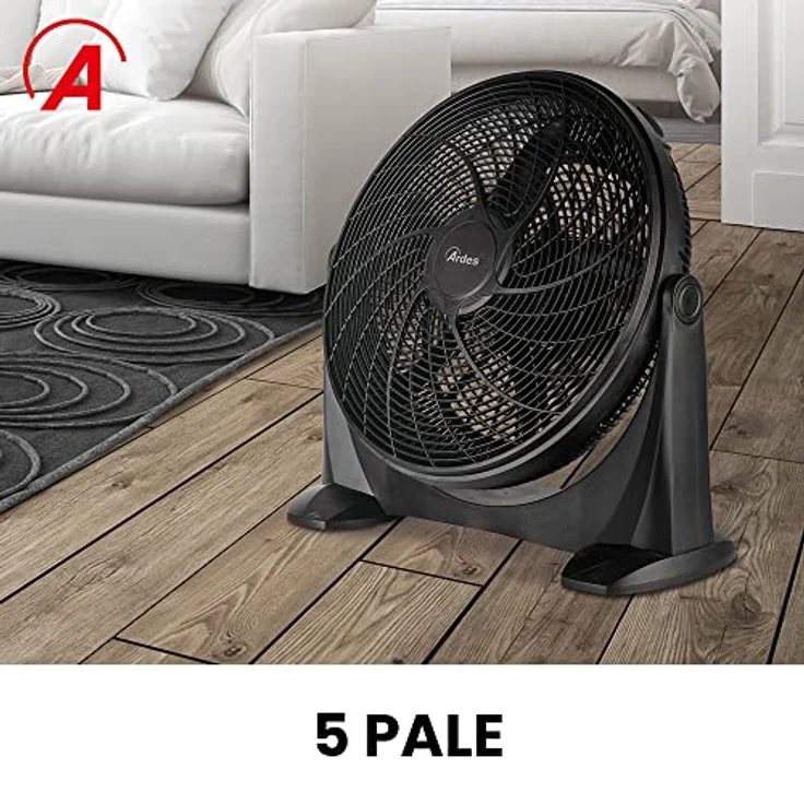 ARDES - AR5A51 Leiser Bodenventilator 5 FLÜGEL SPACE 51 - Bodenventilator ganz in Schwarz mit vertikaler Neigung und manueller Steuerung - Bodenventilator Ardes 3 Geschwindigkeiten – Bild 4