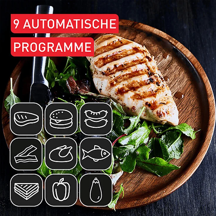 TEFAL GC728D OptiGrill+ XL, intelligenter Kontaktgrill, 9 Programme, automatische Garstufenanpassung, spülmaschinenfest, große Grillfläche – Bild 5