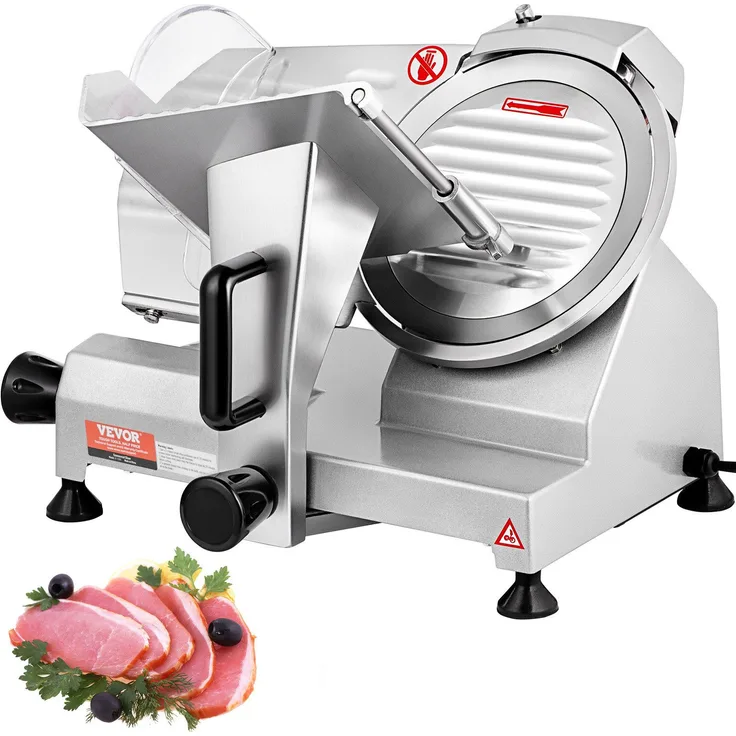 VEVOR Allesschneider Kommerzieller Fleisch Allesschneider 200 W Elektrische, 8 Zoll Klinge, Aluminiumguss, Dickenverstellbarer Knopf