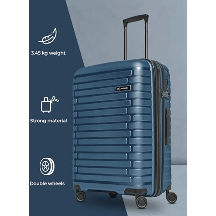 Pactastic Collection 04 THE MEDIUM, 4 Rollen Trolley M 66 cm mit Dehnfalte, blau-metallic, 100% Polypropylen – Bild 7