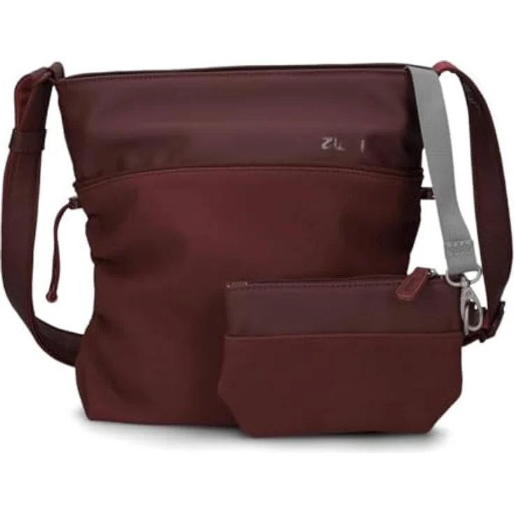 ZWEI Bodybag Jana J100, Umhängetasche aus Lederimitat mit smarten Fächern, Braun, 27 x 29 x 8 cm – Bild 1