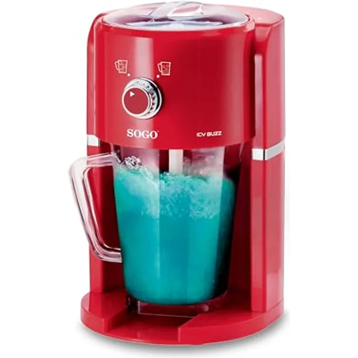 Sogo Slushy Maker, Eisherstellung, 30 Watt, 1,1 Liter, rot, BPA-frei, zwei Eiszerkleinerungsoptionen