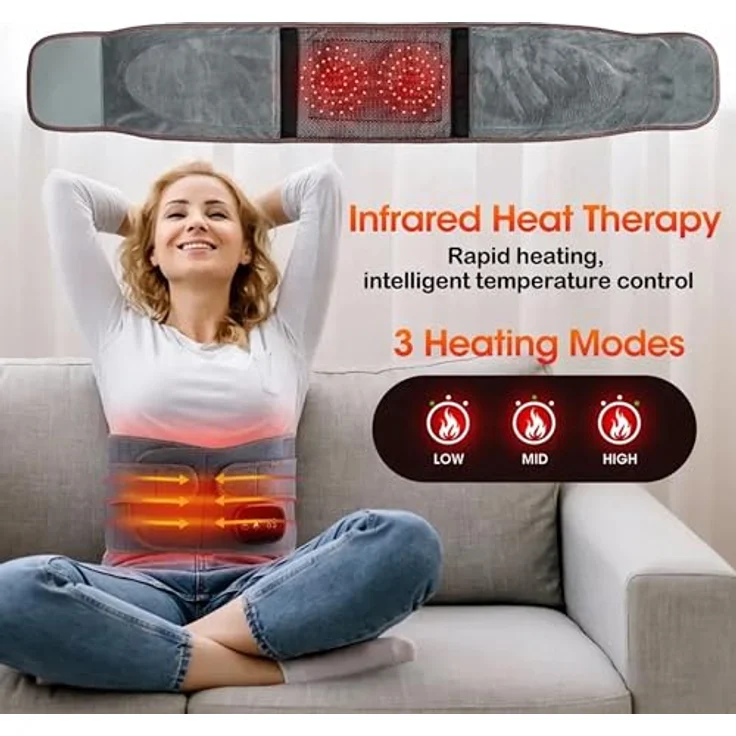 Lalano`S Cosmetics Wärmegürtel Massage-Rotlichtheizgurt, Infrarotlampe, Rotlichttherapie, 3 Heizstufen, Massagegurt, Massagegerät, 3 Vibrationsintensitäten, Infrarot LED Rotlichtheizgürtel – Bild 2