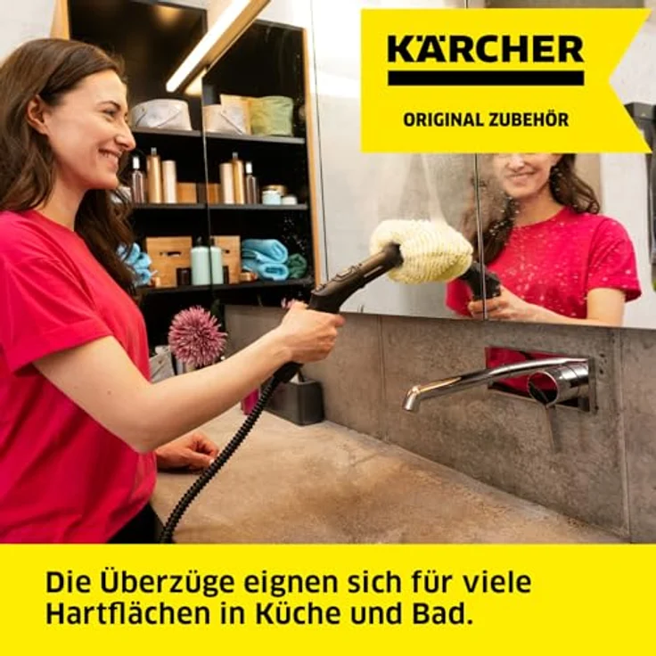 Kärcher Handdüse Überzugsset, Hochwertige Feinstfaser für gründliche Reinigung auf Hartflächen, mit Gummizug, weiß - Preisvergleich – Bild 2