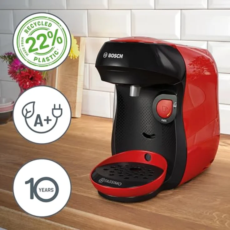 TASSIMO Kapselmaschine TAS103E, Just Red, 1400 W Leistung, Made in Europe – Bild 3