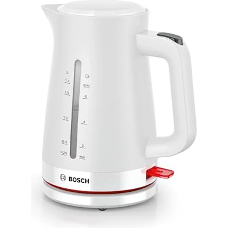 Bosch kabelloser Wasserkocher My Moment TWK3M121, Abschaltautomatik, Überhitzungsschutz, Tassenanzeige, beidseitige Wasserstandsanzeige, entnehmbarer Kalkfilter, 1,7 L, 2400 W, Weiß matt – Bild 1