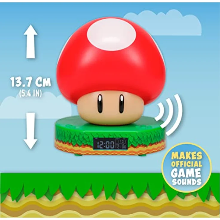 Paladone Super Mushroom Digitaler Wecker mit Power-Up-Sound, offiziell lizenzierte Nintendo-Ware – Bild 4