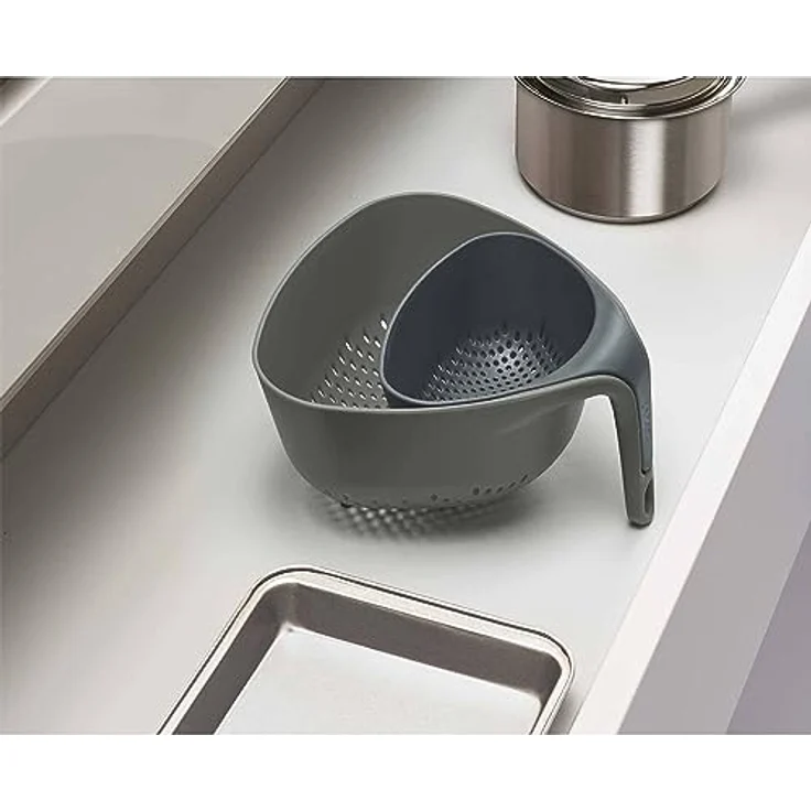 Joseph Joseph Set de 2 Passoires Emboitables Plastique Gris 22,1 x 23,5 x 13,3 cm – Bild 5