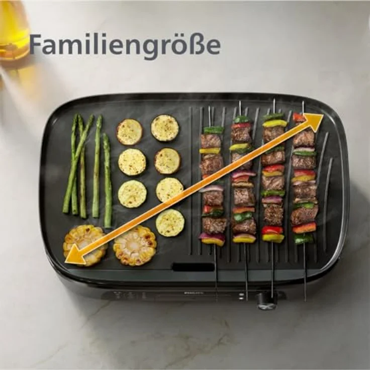Philips Tischgrill, elektrisch mit Antihaftbeschichtung und kompakter Bauweise – Bild 3