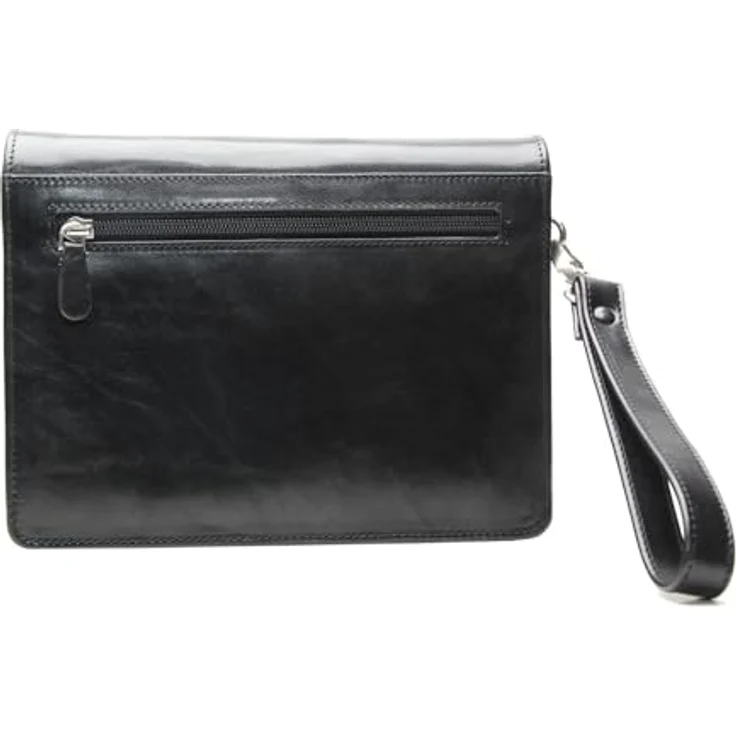 Esquire Toscana Handgelenktasche aus Leder, 24,5 cm, Schwarz mit praktischem Stauraum und vielen Fächern – Bild 3