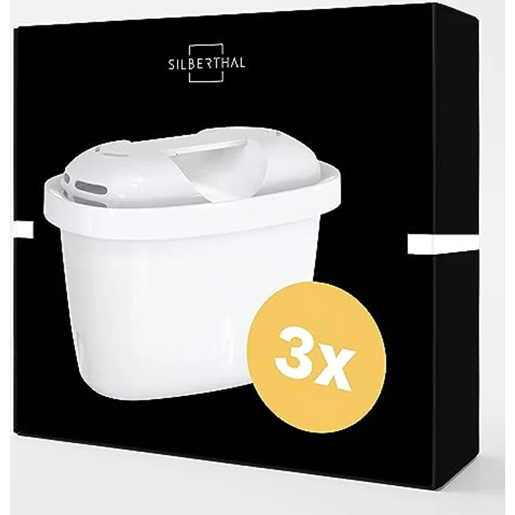 SILBERTHAL Wasserfilter Kartuschen - Reduziert Kalk, Chlor und Verunreinigungen - Filterkartuschen kompatibel mit Brita Maxtra und SILBERTHAL Filterkannen - 3er Pack – Bild 1