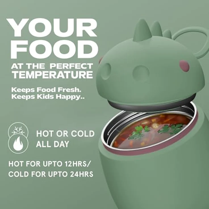 Asobu Lunchbox Bestie Dino, vakuumisolierte Lunchbox für frische Mahlzeiten, grün – Bild 6