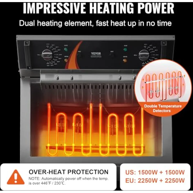 VEVOR kommerzielle Fritteuse, 2250 W elektrische Fritteuse mit Korb, 20 L Fassungsvermögen, Edelstahl, Silber, Temperaturregelung – Bild 3
