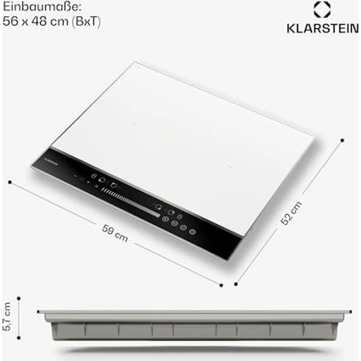 Klarstein DualTone CP8-KL-DT-60-Fl-Wh, Induktionskochfeld 4 Zone FlexTouch mit 7200 W, Timer und LED-Display, weiß – Bild 7