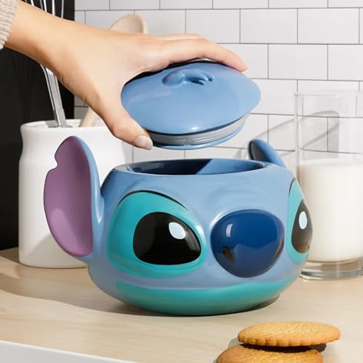 Paladone Stitch Keksdose - Cyanblaue Keramik-Keksdose mit Deckel, offiziell lizenziertes Disney Produkt, ideal zur Aufbewahrung von Keksen & Trockenwaren – Bild 5