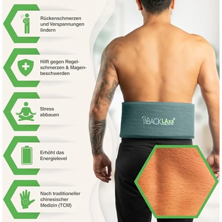 BACKLAxx® Massagegerät Akupressur Lendengürtel, Umweltfreundliches Halbleinen & reine Kokosfasern, Intensitätsregulierung - Blau – Bild 2