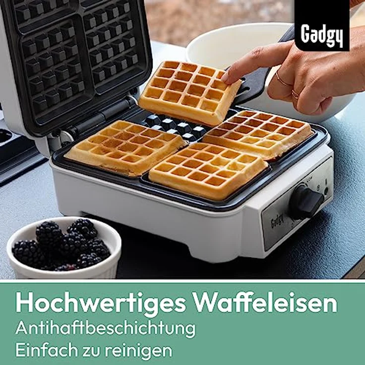Waffeleisen | doppelwaffeleisen für 2 Waffeln | Schnelle und stabile Wärme, Leicht Zu Lagern | Waffeln Maschine Weiß | 1200 Watt | Waffle Maker Belgische Waffel durch Gadgy – Bild 4