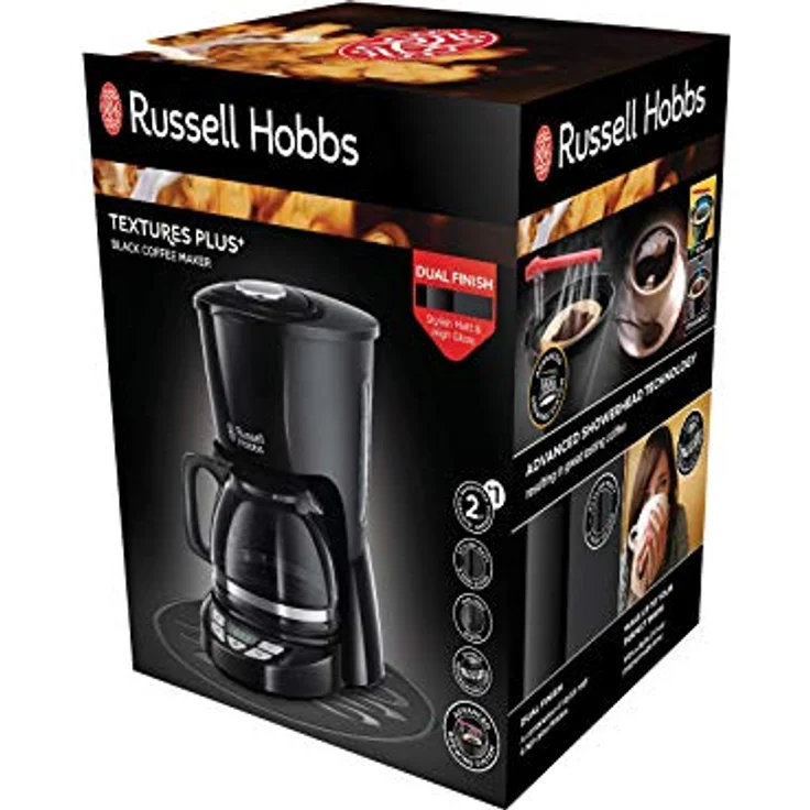 Russell Hobbs Digitale Kaffeemaschine Textures+, programmierbarer Timer, bis 10 Tassen, 1,25l Glaskanne, Warmhalteplatte, Abschaltautomatik, Tropf-Stopp, 975W, Filterkaffeemaschine 22620-56 – Bild 2