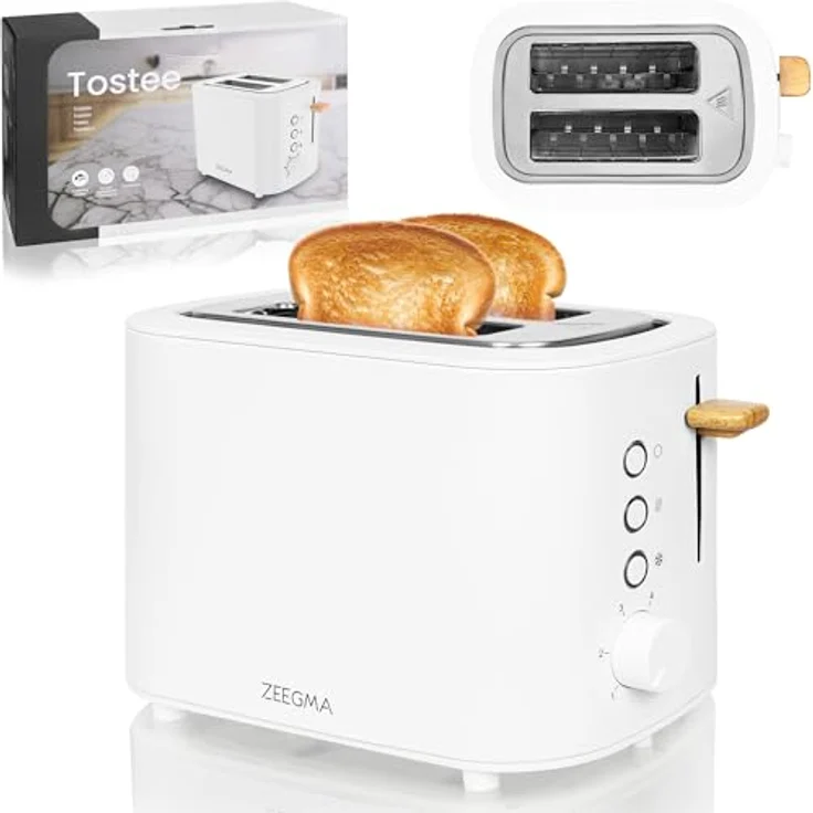 Zeegma Tostee 2-Scheiben-Toaster, Leistung 820 W, Auftau-, Aufwärm- und Stoppmodus, Krümelfach, Zeitsteuerung, Edelstahlgehäuse, Toaster – Bild 1