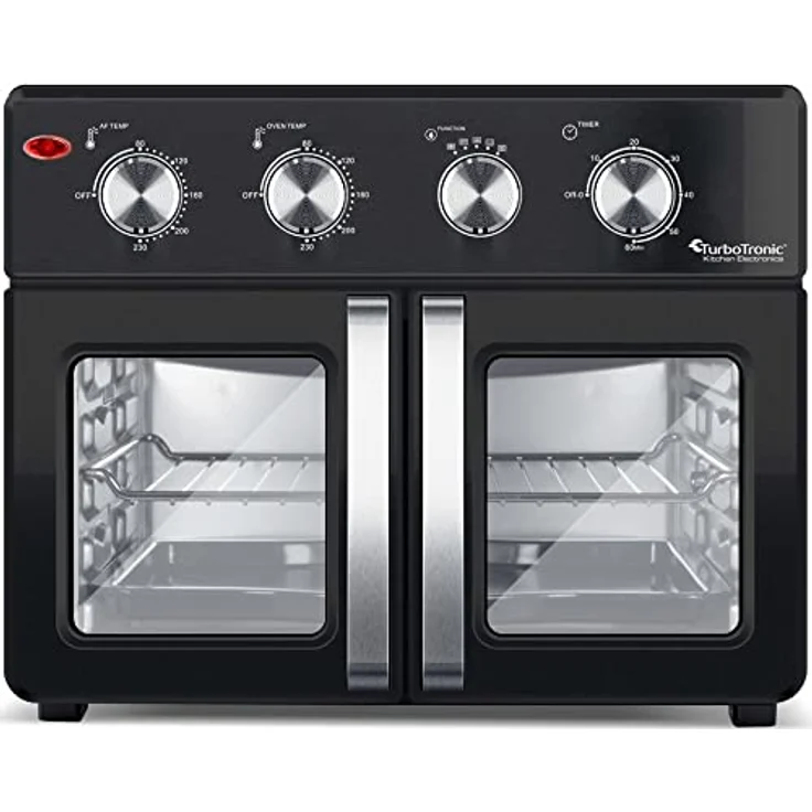 TurboTronic digitaler Heißluftofen - XXL 32 Liter mit Drehspieß für Hähnchen 4in1 Mini Backofen & Power Heißluftfritteuse Airfryer ab 80°C – Bild 4