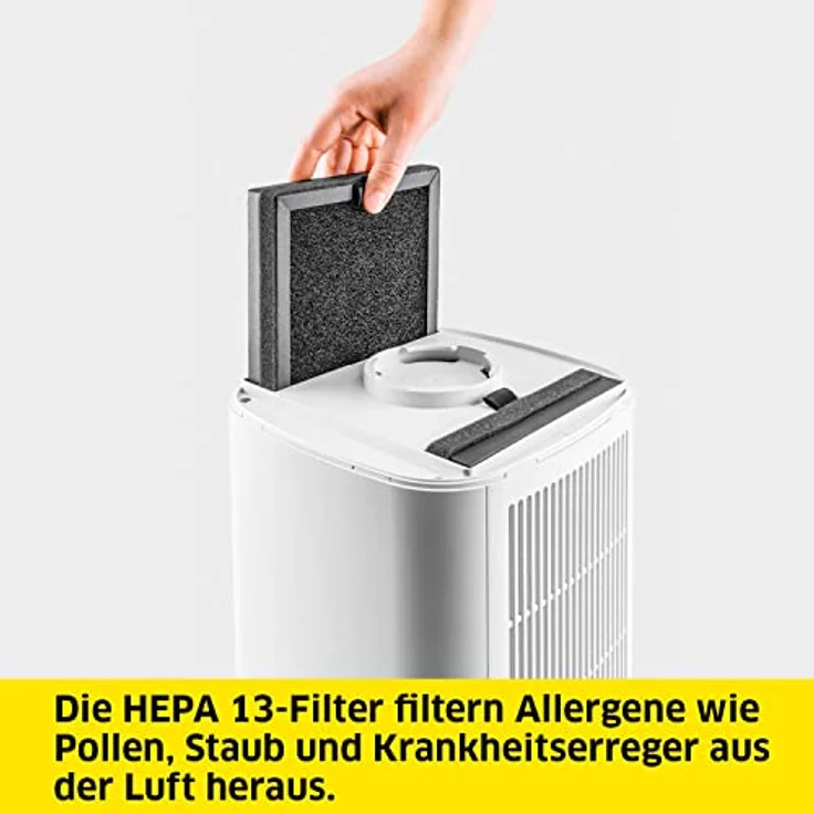 Kärcher Luftreiniger AF 20, Luftdurchsatz: 220 m³/h, bis zu 40 m² Räume, beseitigt 99,95% der Partikel bis zu 0,3 μm wie Feinstaub, Aerosole, Allergene & Gerüche, Automatik-Funktion, Timer, Nachtmodus – Bild 3