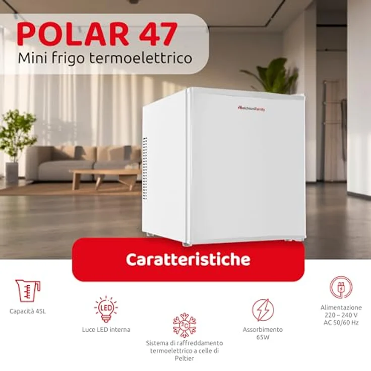 Melchioni Polar 47 Bianco, Freistehender Kühlschrank 45 l E, thermoelektrisch, Weiß, kompakt – Bild 2