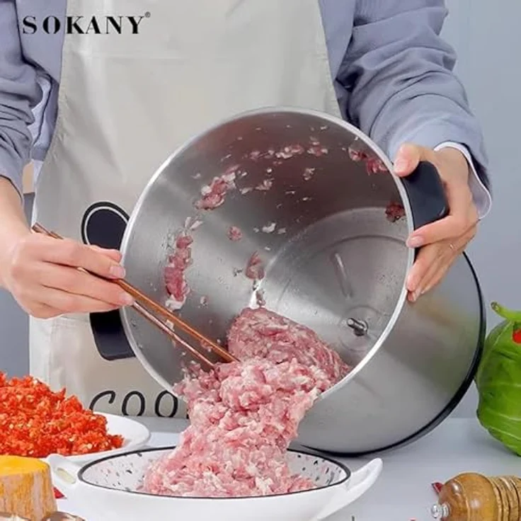 SOKANY 2000W Elektrischer Zerkleinerer, 10L Edelstahl Multizerkleinerer für Fleisch und Gemüse – Bild 6