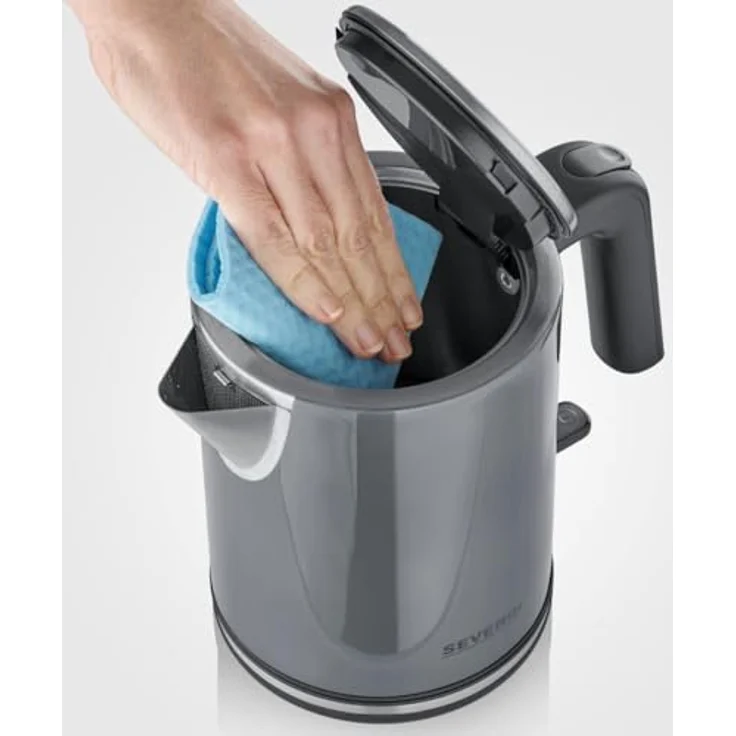 SEVERIN - Wasserkocher WK 9574, 1 l, 2400 W, Grau, Edelstahl, BPA-frei, 360°-Funksystem – Bild 5