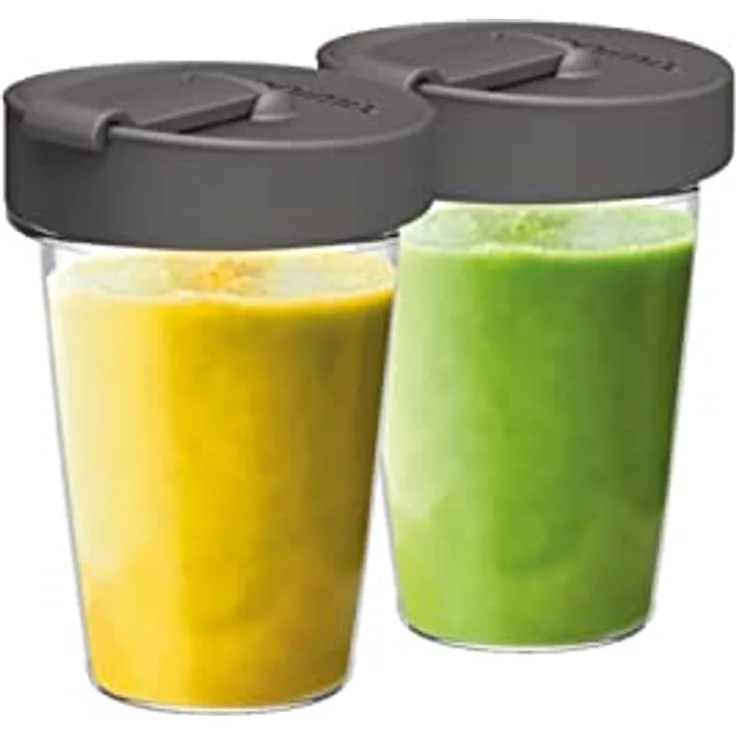 Magimix Smoothiebehälter, Kunststoff, weiß, 400ml, 2 tragbare Becher für vitaminreiche Smoothies, spülmaschinenfest