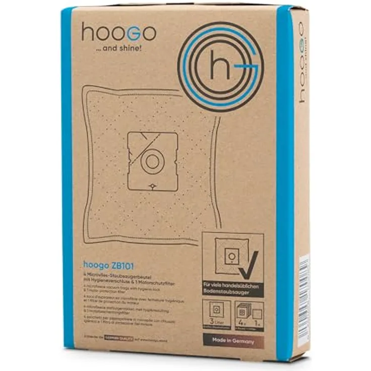 hoogo HEPA-Filter hoogo B3+ Bodenstaubsauger Filter-Set, HEPA 14 Filter reinigt ausgeblasene Luft zu 99,995%, inkl. Motorschutzfilter