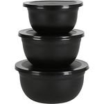 Spetebo Edelstahl Schüssel mit Deckel 3er Set in schwarz - Verschließbare Metall Rührschüsseln Salatschüssel Kochschüssel