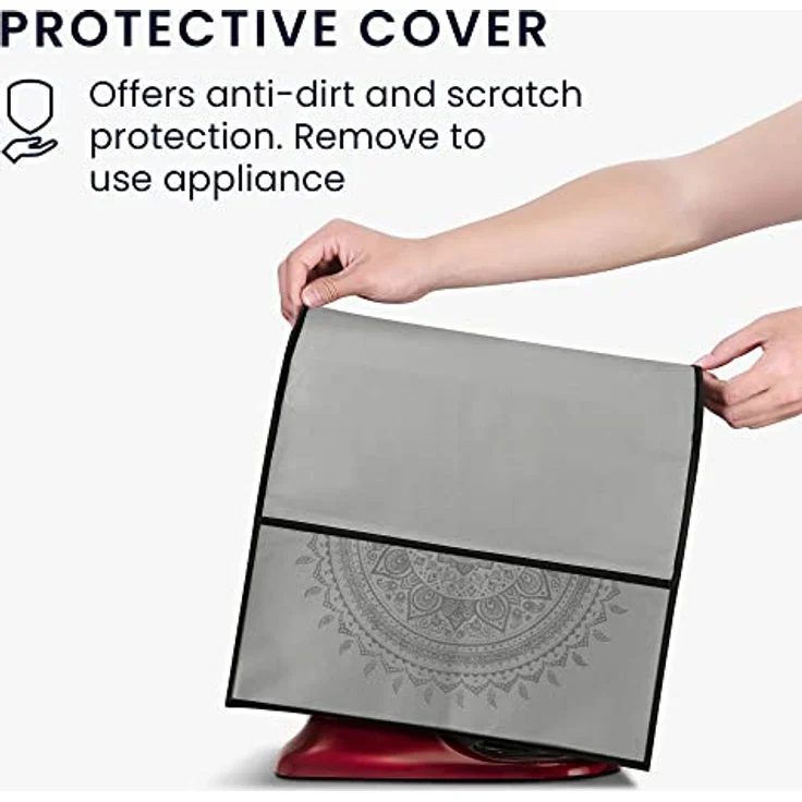 kwmobile Hülle kompatibel mit KitchenAid 4,3-4,8 liter - mit 3 Fächern - Küchenmaschine Staubschutz Abdeckhaube in Grau Indische Sonne – Bild 3
