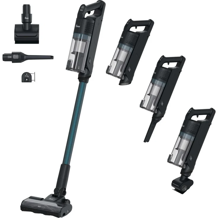 Hoover HF1M10P 011, Beutelloser Stabstaubsauger mit 50 Minuten Akku-Laufzeit, schwarz-grün, LED-Bürste