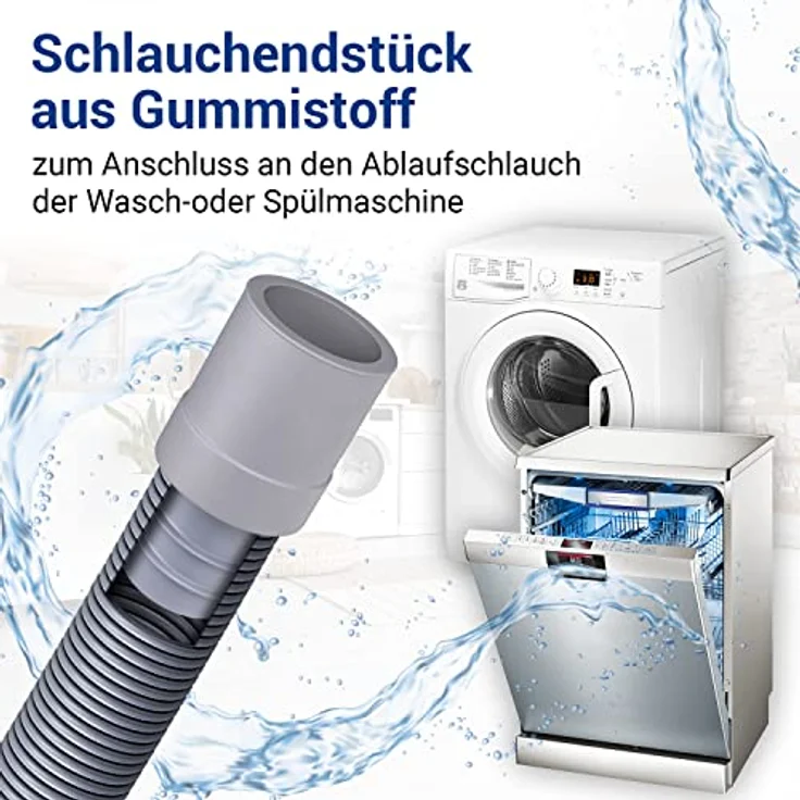 VIOKS Waschmaschine Abfluss Adapter Gummi Endstück Ø 22mm für Anschluss Ø 19mm Schlauch & Waschmaschine Ablaufschlauch Adapter Waschmaschine Abfluss/Ablaufschlauch Endstück für Spülmaschine – Bild 2