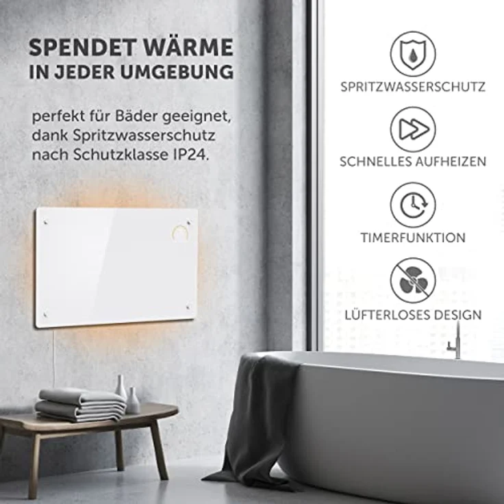 Johannson Elektroheizung mit Thermostat Aurora | Smart Home Heizung | Heizung elektrisch energiesparend | Elektroheizkörper | Konvektor Heizung 2000W | Elektrische Heizung | leiser als Heizlüfter – Bild 2