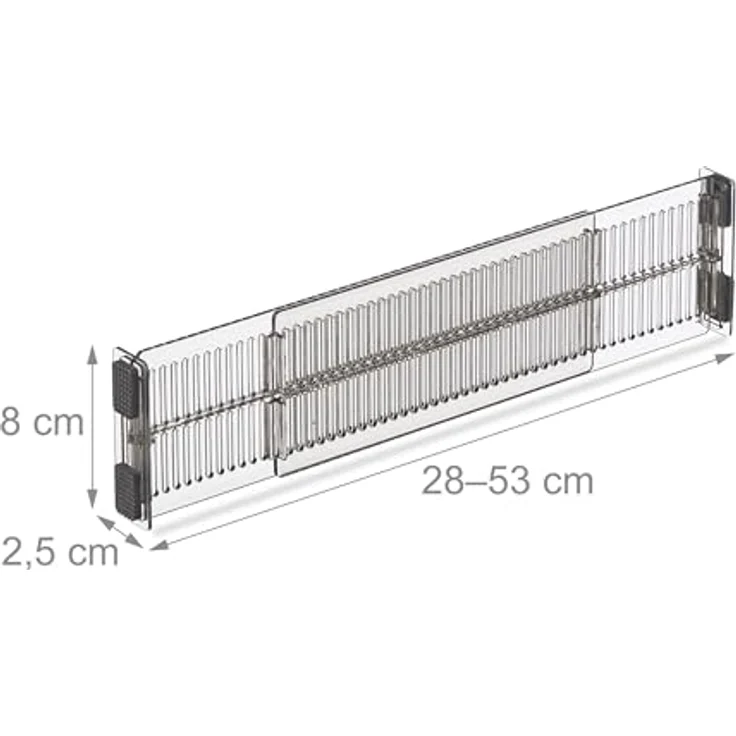 Relaxdays Schubladentrenner-Set, verstellbare Trennwände für Küchenorganisation, transparent, 8 Kunststoffplatten mit Anti-Rutsch-Pads – Bild 4