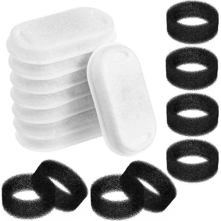 Angoily Ersatzfilter für Haustierbrunnen, Aktivkohle & Schaumstoff, 1 Satz, 7,8x4,5x1cm, breite Kompatibilität für Hunde- und Katzenbrunnen