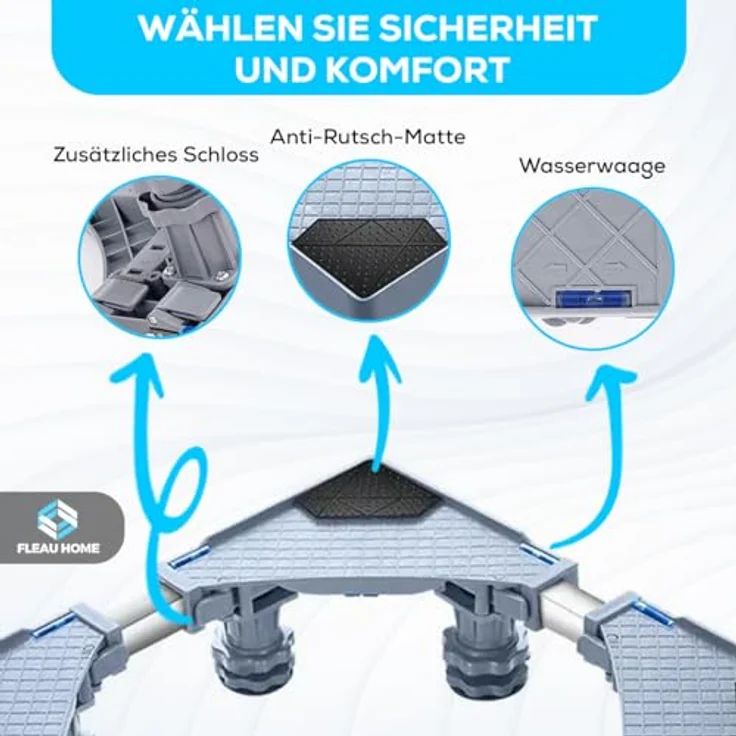 Fleau Home Waschmaschinenerhöhung XL – 500 kg Kapazität – Möbelrolle – Multifunktional – Waschmaschinensockel – Waschmaschinenregal, Weiß – Bild 5